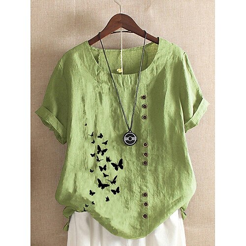 Chemise Femme Blanche Jaune Vert Claire Papillon Bouton Imprimer Manche Courte du quotidien Fin de semaine Vêtement de rue Décontractées Col Rond Normal Standard Papillon S
Chemise Femme Blanche Jaune Vert Claire Papillon Bouton Imprimer Manche Courte du quotidien Fin de semaine Vêtement de rue Décontractées Col Rond Normal Standard Papillon S