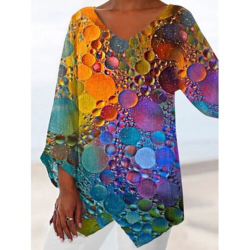 Women's Blouse Shirt Rainbow Polka Dot Asymmetric Print Long Sleeve Holiday Weekend Casual Beach V Neck Long S / 3D Print 
Women's Blouse Shirt Rainbow Polka Dot Asymmetric Print Long Sleeve Holiday Weekend Casual Beach V Neck Long S / 3D Print