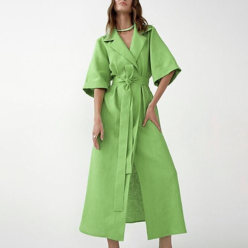 Women's Shirt Dress Maxi long Dress Green Blue Purple Orange Light Blue Half Sleeve Solid Color Split Lace up Spring Summer Shirt Collar Stylish Elegant Casual 2022 S M L
Women's Shirt Dress Maxi long Dress Green Blue Purple Orange Light Blue Half Sleeve Solid Color Split Lace up Spring Summer Shirt Collar Stylish Elegant Casual 2022 S M L
