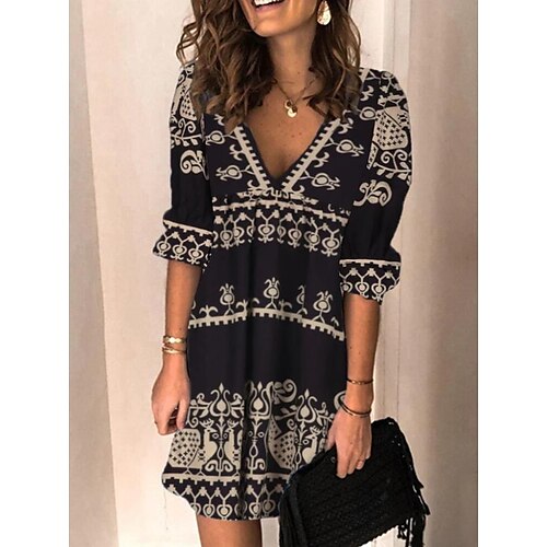 Women's Casual Dress Mini Dress Black 3/4 Length Sleeve Animal Ruched Fall Spring Autumn V Neck Modern 2022 S M L XL 2XL 3XL
Women's Casual Dress Mini Dress Black 3/4 Length Sleeve Animal Ruched Fall Spring Autumn V Neck Modern 2022 S M L XL 2XL 3XL