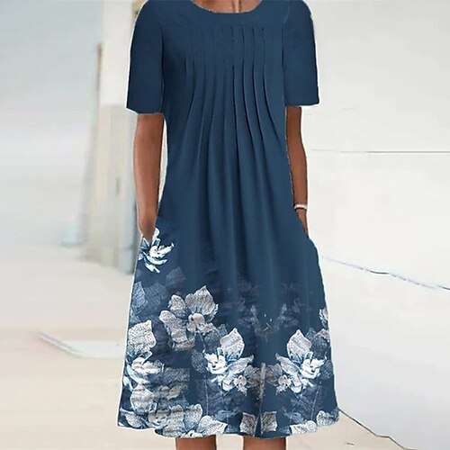 Women's Shift Dress Midi Dress Navy Blue Short Sleeve Floral Ruched Pocket Print Spring Summer Round Neck Casual 2022 S M L XL XXL
Women's Shift Dress Midi Dress Navy Blue Short Sleeve Floral Ruched Pocket Print Spring Summer Round Neck Casual 2022 S M L XL XXL