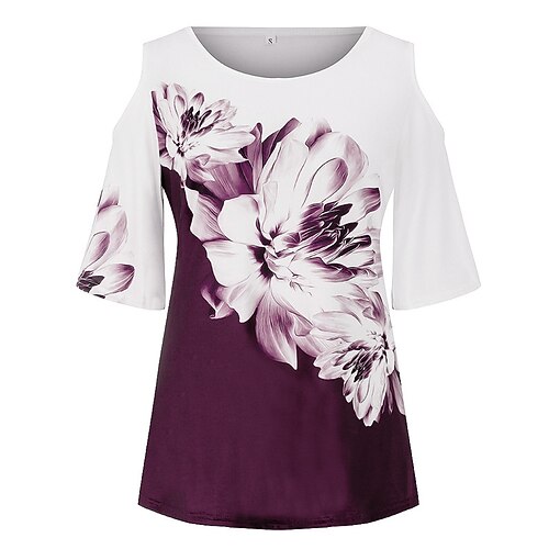 Women's Plus Size Tops Blouse Shirt Floral Print Half Sleeve Crewneck Streetwear Daily Going out Polyester Spring Summer Black Blue
Women's Plus Size Tops Blouse Shirt Floral Print Half Sleeve Crewneck Streetwear Daily Going out Polyester Spring Summer Black Blue