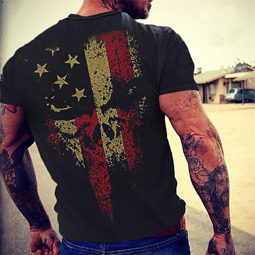 Men's Unisex T shirt Tee 3D Print Graphic American Flag Crew Neck Street Daily Print Short Sleeve Tops Designer Casual Vintage Big and Tall Black / Summer
Men's Unisex T shirt Tee 3D Print Graphic American Flag Crew Neck Street Daily Print Short Sleeve Tops Designer Casual Vintage Big and Tall Black / Summer