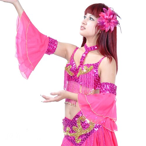 

Belly Dance Dance Accessories Gloves Pure Color Splicing Paillette Women's Training Performance Sequined Polyester