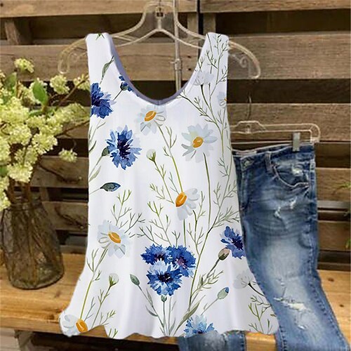 Women's Plus Size Tops Tank Top Floral Print Sleeveless V Neck Streetwear Daily Holiday Cotton Spandex Jersey Spring Summer White
Women's Plus Size Tops Tank Top Floral Print Sleeveless V Neck Streetwear Daily Holiday Cotton Spandex Jersey Spring Summer White