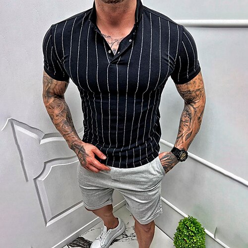 Men's Collar Polo Shirt Golf Shirt Striped Turndown Black Hot Stamping Outdoor Street Short Sleeve Button-Down Print Clothing Apparel Cotton Fashion Casual Breathable Comfortable / Summer / Summer
Men's Collar Polo Shirt Golf Shirt Striped Turndown Black Hot Stamping Outdoor Street Short Sleeve Button-Down Print Clothing Apparel Cotton Fashion Casual Breathable Comfortable / Summer / Summer