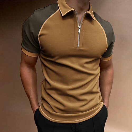 Men's Golf Shirt Color Block Turndown Street Casual Zipper Short Sleeve Tops Casual Fashion Comfortable Brown
Men's Golf Shirt Color Block Turndown Street Casual Zipper Short Sleeve Tops Casual Fashion Comfortable Brown