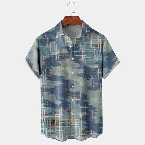 Men's Shirt Print Linear Turndown Street Daily Button-Down Print Short Sleeve Tops Casual Fashion Breathable Comfortable Dusty Blue
Men's Shirt Print Linear Turndown Street Daily Button-Down Print Short Sleeve Tops Casual Fashion Breathable Comfortable Dusty Blue
