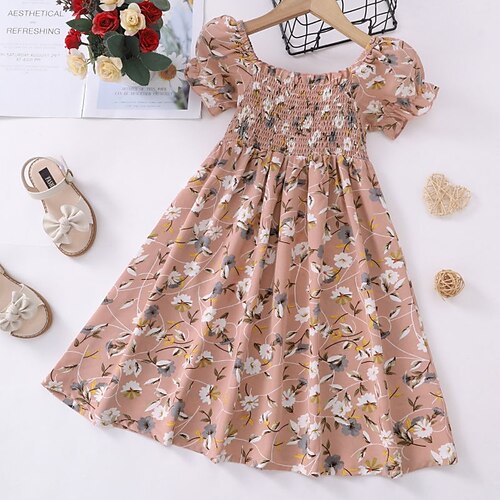 Kids Girls' Dress Floral A Line Dress Above Knee Dress Daily Print Cotton Short Sleeve Cute Dress 3-10 Years Spring Khaki
Kids Girls' Dress Floral A Line Dress Above Knee Dress Daily Print Cotton Short Sleeve Cute Dress 3-10 Years Spring Khaki