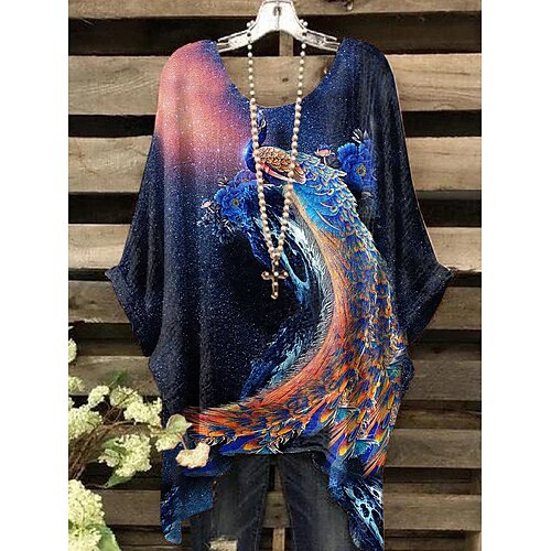 Women's Holiday Beach T shirt Tee Shirt Animal 3/4 Length Sleeve Asymmetric Print Round Neck Casual Beach Tops Navy Blue S / 3D Print
Women's Holiday Beach T shirt Tee Shirt Animal 3/4 Length Sleeve Asymmetric Print Round Neck Casual Beach Tops Navy Blue S / 3D Print