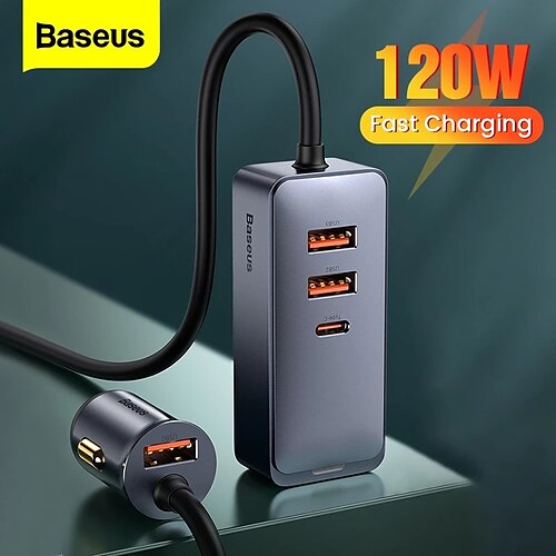 Baseus 120W Car Charger USB Charger QC 3.0 PD 3.0 Fast Charger Portable USB Phone Charger 3U1C
Baseus 120W Car Charger USB Charger QC 3.0 PD 3.0 Fast Charger Portable USB Phone Charger 3U1C