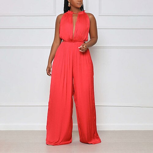 Women's Jumpsuit Drawstring Cut Out Solid Color Deep V Casual Street Daily Straight Regular Fit Sleeveless Red S M L Spring
Women's Jumpsuit Drawstring Cut Out Solid Color Deep V Casual Street Daily Straight Regular Fit Sleeveless Red S M L Spring