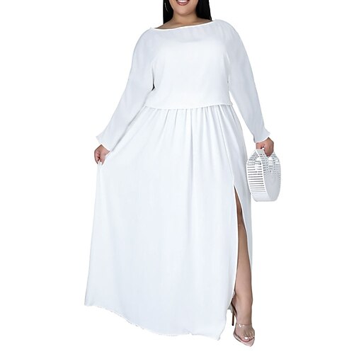 Women's Plus Size Holiday Dress Solid Color Crew Neck Split Long Sleeve Fall Winter Basic Casual Maxi long Dress Daily Holiday Dress / Cotton
Women's Plus Size Holiday Dress Solid Color Crew Neck Split Long Sleeve Fall Winter Basic Casual Maxi long Dress Daily Holiday Dress / Cotton