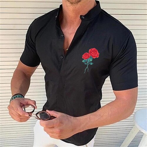 Men's Shirt Solid Color Rose Standing Collar Street Casual Button-Down Half Sleeve Tops Designer Casual Fashion Breathable White Black Wine / Summer
Men's Shirt Solid Color Rose Standing Collar Street Casual Button-Down Half Sleeve Tops Designer Casual Fashion Breathable White Black Wine / Summer
