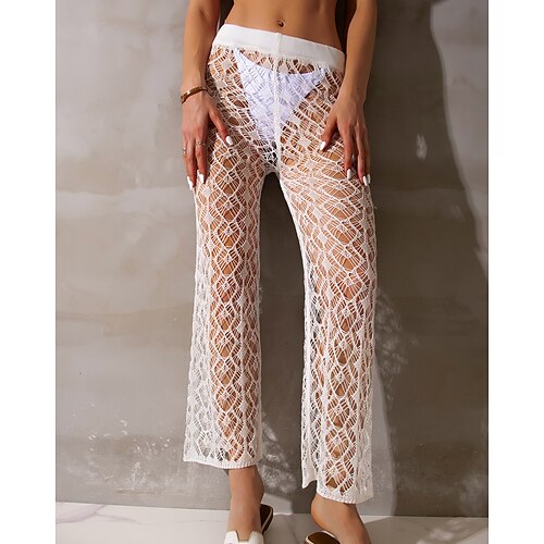 Women's Chinos Pants Trousers White Mid Waist Sexy Holiday Beach Cut Out Crochet Micro-elastic Ankle-Length Comfort Plain S M L
Women's Chinos Pants Trousers White Mid Waist Sexy Holiday Beach Cut Out Crochet Micro-elastic Ankle-Length Comfort Plain S M L