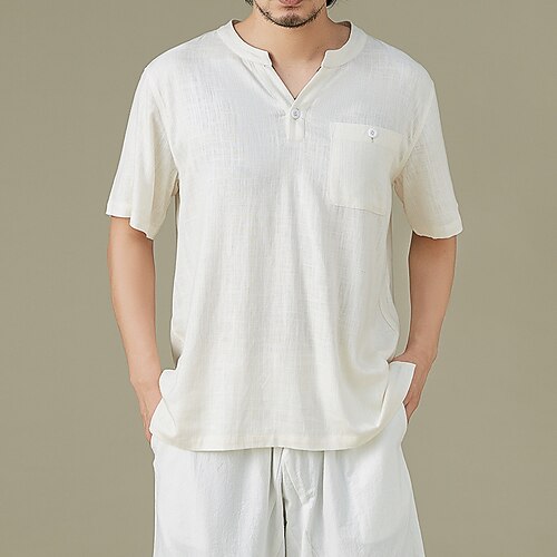 Men's Shirt Solid Color Stand Collar White Outdoor Street Short Sleeve Button-Down Clothing Apparel Fashion Casual Breathable Comfortable / Summer / Spring / Summer
Men's Shirt Solid Color Stand Collar White Outdoor Street Short Sleeve Button-Down Clothing Apparel Fashion Casual Breathable Comfortable / Summer / Spring / Summer