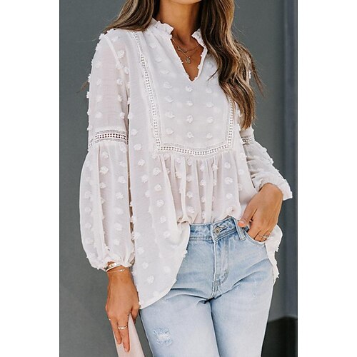 Women's Plain Daily Weekend Blouse Shirt Long Sleeve Flowing tunic V Neck Casual Streetwear Tops Lantern Sleeve White Black Pink S
Women's Plain Daily Weekend Blouse Shirt Long Sleeve Flowing tunic V Neck Casual Streetwear Tops Lantern Sleeve White Black Pink S
