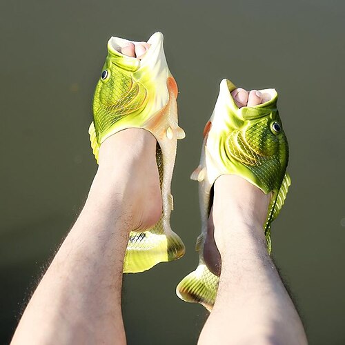 

Men Fish Sandals Fish Slippers Funny Creative Fish-Shaped One-Word Slippers Couple Summer Outdoor Beach Shoes Tide Star