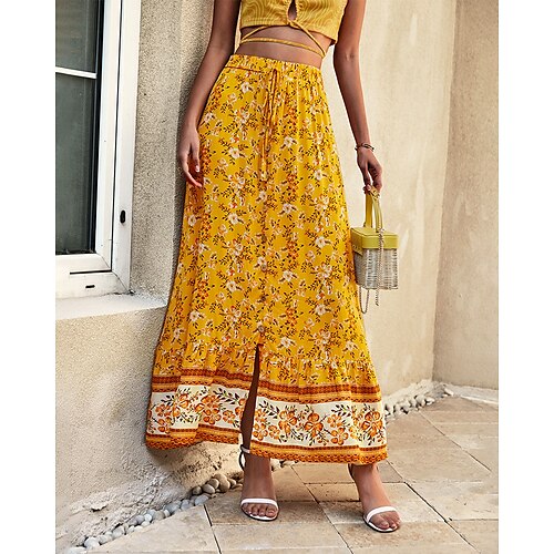 Mulheres Saia Balanço Saia longa Longo Poliéster Amarelo Saias Verão Com Cordão Imprimir Moda Boho Comprimento Longo Hippie Feriado Férias S M L
Mulheres Saia Balanço Saia longa Longo Poliéster Amarelo Saias Verão Com Cordão Imprimir Moda Boho Comprimento Longo Hippie Feriado Férias S M L