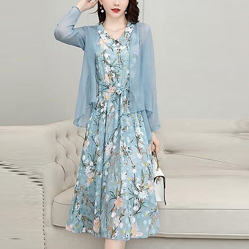 Women's Dress Set Two Piece Dress Swing Dress Black Blue Pink Long Sleeve Floral Lace up Winter Fall Autumn Shirt Collar Winter Dress Fall Dress Loose Fit 2022 M L XL XXL 3XL 4XL
Women's Dress Set Two Piece Dress Swing Dress Black Blue Pink Long Sleeve Floral Lace up Winter Fall Autumn Shirt Collar Winter Dress Fall Dress Loose Fit 2022 M L XL XXL 3XL 4XL