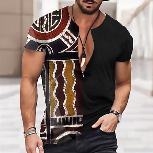 Men's Unisex T shirt Tee 3D Print Color Block Tribal Graphic Prints Crew Neck Street Daily Zipper Print Short Sleeve Tops Designer Casual Big and Tall Sports Black / Summer
Men's Unisex T shirt Tee 3D Print Color Block Tribal Graphic Prints Crew Neck Street Daily Zipper Print Short Sleeve Tops Designer Casual Big and Tall Sports Black / Summer