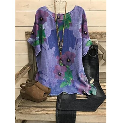 Damen Hemd Purpur Blumen Bedruckt Kurzarm Festtage Wochenende Strassenmode Brautkleider schlicht Rundhalsausschnitt Standard Blume M
Damen Hemd Purpur Blumen Bedruckt Kurzarm Festtage Wochenende Strassenmode Brautkleider schlicht Rundhalsausschnitt Standard Blume M