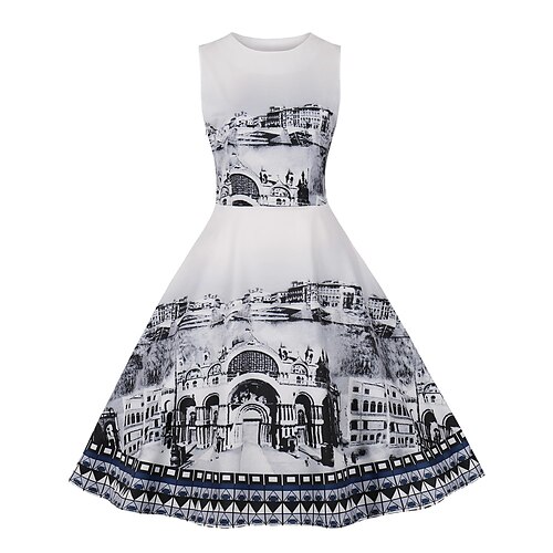 Goddess Flapper Girl Vintage 1950s Hepburn A-Line Dress Women's Bow Costume Vintage Cosplay Holiday Dress Family Gathering Sleeveless Medium Length Ball Gown Dress Masquerade / Cotton
Goddess Flapper Girl Vintage 1950s Hepburn A-Line Dress Women's Bow Costume Vintage Cosplay Holiday Dress Family Gathering Sleeveless Medium Length Ball Gown Dress Masquerade / Cotton