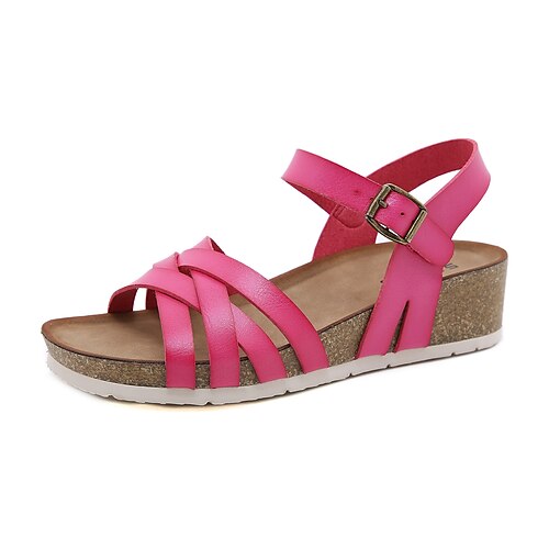 Women's Sandals Corkys Sandals Buckle Wedge Heel Round Toe Open Toe Elegant Casual Daily Office Walking Shoes PU Leather Buckle Spring Summer Solid Colored Dark Red Rosy Pink Blue
Women's Sandals Corkys Sandals Buckle Wedge Heel Round Toe Open Toe Elegant Casual Daily Office Walking Shoes PU Leather Buckle Spring Summer Solid Colored Dark Red Rosy Pink Blue