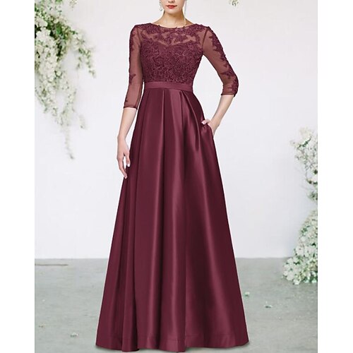 A-linje Kjole til brudens mor Plusstørrelse Elegant Høj halset Gulvlang Satin Blondelukning 3/4-ærmer med Plissé Applikeret broderi 2023
A-linje Kjole til brudens mor Plusstørrelse Elegant Høj halset Gulvlang Satin Blondelukning 3/4-ærmer med Plissé Applikeret broderi 2023