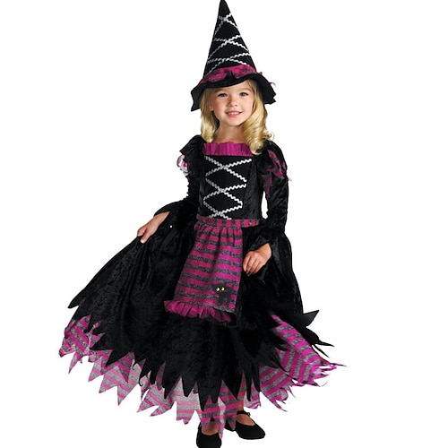 

Kids Little Girls' Dress Hocus Pocus Witch Winifred Sanderson Outfits Tutu Movie Cosplay Halloween Performance Ruched Print Purple Pink Maxi Long Sleeve Dresses Halloween Regular Fit 2-8 Years
