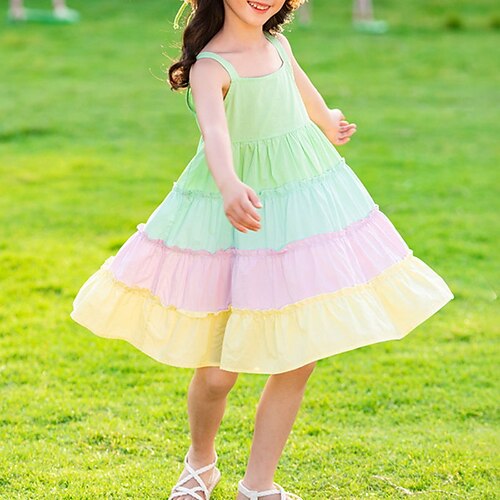 Kids Girls' Dress Color Block Strap Dress Midi Dress Sports & Outdoor Patchwork Cotton Sleeveless Princess Dress 3-12 Years Spring Green Yellow
Kids Girls' Dress Color Block Strap Dress Midi Dress Sports & Outdoor Patchwork Cotton Sleeveless Princess Dress 3-12 Years Spring Green Yellow
