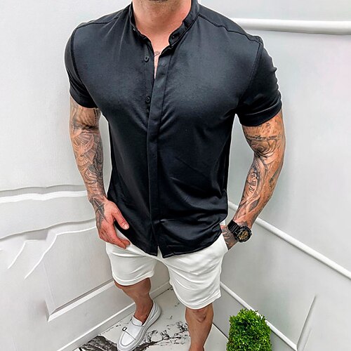 Men's Collar Polo Shirt Shirt Solid Color Stand Collar Black Outdoor Street Short Sleeve Button-Down Clothing Apparel Cotton Fashion Casual Breathable Comfortable / Summer / Summer
Men's Collar Polo Shirt Shirt Solid Color Stand Collar Black Outdoor Street Short Sleeve Button-Down Clothing Apparel Cotton Fashion Casual Breathable Comfortable / Summer / Summer