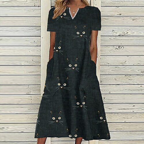 Mulheres Vestido casual Vestido midi Preto Manga Curta Animal Bolsos Primavera Verão Decote V 2022 S M L XL XXL 3XL
Mulheres Vestido casual Vestido midi Preto Manga Curta Animal Bolsos Primavera Verão Decote V 2022 S M L XL XXL 3XL