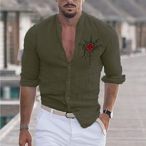 Men's Shirt Hot Stamping Floral Graphic Rose Collar Street Casual Button-Down Print Long Sleeve Tops Designer Casual Fashion Big and Tall White Black Army Green / Summer
Men's Shirt Hot Stamping Floral Graphic Rose Collar Street Casual Button-Down Print Long Sleeve Tops Designer Casual Fashion Big and Tall White Black Army Green / Summer
