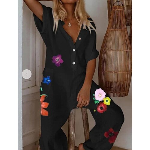 Women's Pants Trousers Jumpsuit Rompers Linen / Cotton Blend Black Mid Waist Fashion Casual Weekend Print Micro-elastic Full Length Comfort Flower / Floral S M L XL XXL
Women's Pants Trousers Jumpsuit Rompers Linen / Cotton Blend Black Mid Waist Fashion Casual Weekend Print Micro-elastic Full Length Comfort Flower / Floral S M L XL XXL