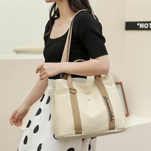 Dame Unisex Tote Canvas mulepose Skuldertaske Lærred udendørs Daglig Lynlås Helfarve Sort Kakifarvet Beige
Dame Unisex Tote Canvas mulepose Skuldertaske Lærred udendørs Daglig Lynlås Helfarve Sort Kakifarvet Beige