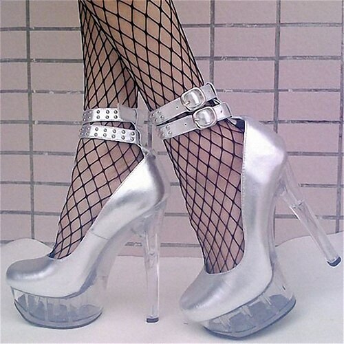 Mujer Tacones Tacones de aguja Tacones con tira al tobillo Fiesta Hebilla Plataforma Tacones cerrados Dedo redondo Cuero PU Mocasín Color sólido Plateado
Mujer Tacones Tacones de aguja Tacones con tira al tobillo Fiesta Hebilla Plataforma Tacones cerrados Dedo redondo Cuero PU Mocasín Color sólido Plateado