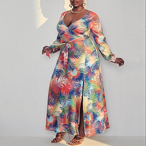 Women's Plus Size Holiday Dress Print V Neck Print Long Sleeve Fall Winter Casual Maxi long Dress Causal Vacation Dress
Women's Plus Size Holiday Dress Print V Neck Print Long Sleeve Fall Winter Casual Maxi long Dress Causal Vacation Dress