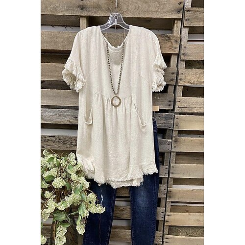 ins hot-selling european and american women's tops cotton and linen short-sleeved round tie pocket raw edge t-shirt
ins hot-selling european and american women's tops cotton and linen short-sleeved round tie pocket raw edge t-shirt