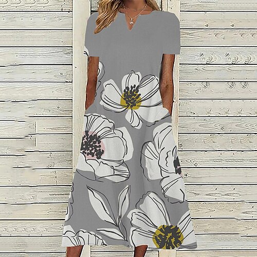 Women's A Line Dress Midi Dress Gray Short Sleeve Floral Pocket Print Spring Summer V Neck Casual Vacation 2022 S M L XL XXL 3XL
Women's A Line Dress Midi Dress Gray Short Sleeve Floral Pocket Print Spring Summer V Neck Casual Vacation 2022 S M L XL XXL 3XL
