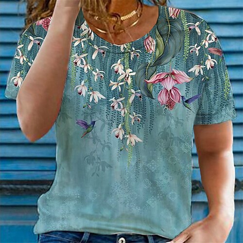 Women's Plus Size Tops T shirt Tee Floral Print Short Sleeve Crewneck Streetwear Daily Sports Cotton Spandex Jersey Spring Summer Green
Women's Plus Size Tops T shirt Tee Floral Print Short Sleeve Crewneck Streetwear Daily Sports Cotton Spandex Jersey Spring Summer Green