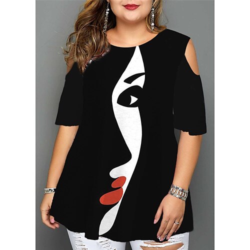Women's Plus Size Tops Blouse Shirt Floral Abstract Cut Out Print Short Sleeve Crewneck Streetwear Daily Going out Polyester Spring Summer White Black
Women's Plus Size Tops Blouse Shirt Floral Abstract Cut Out Print Short Sleeve Crewneck Streetwear Daily Going out Polyester Spring Summer White Black