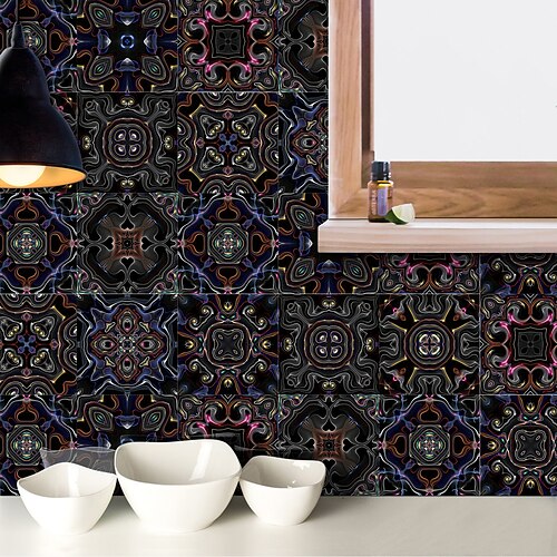 

Kitchen Oil-proof And Waterproof Tile Stickers Crystal Film Mexican Fantun Dream Pattern Tile Renovation Thickened Wall Stickers