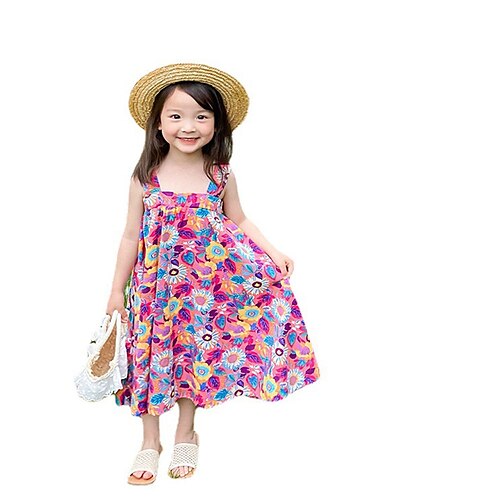 Kids Toddler Little Girls' Dress Floral Graphic Patterned Strap Dress Daily Vacation Print Blue Red 100% Cotton Knee-length Sleeveless Vacation Cute Dresses Summer Loose 2-8 Years
Kids Toddler Little Girls' Dress Floral Graphic Patterned Strap Dress Daily Vacation Print Blue Red 100% Cotton Knee-length Sleeveless Vacation Cute Dresses Summer Loose 2-8 Years