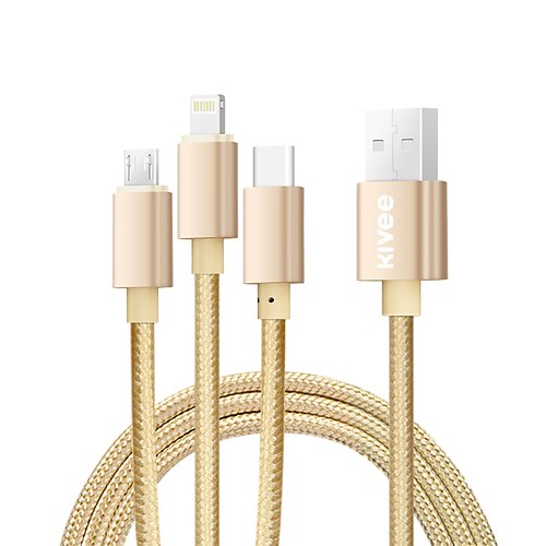 

Multi Charging Cable 3.9ft USB A to Type C / Micro / IP 2.1 A Fast Charging Nylon Braided Durable 3 in 1 For Samsung Huawei iPhone Phone Accessory