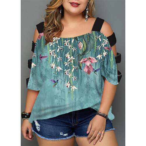 Women's Plus Size Tops Blouse Shirt Floral Cut Out Print Half Sleeve V Neck Streetwear Daily Back to School Polyester Spring Summer White Blue
Women's Plus Size Tops Blouse Shirt Floral Cut Out Print Half Sleeve V Neck Streetwear Daily Back to School Polyester Spring Summer White Blue