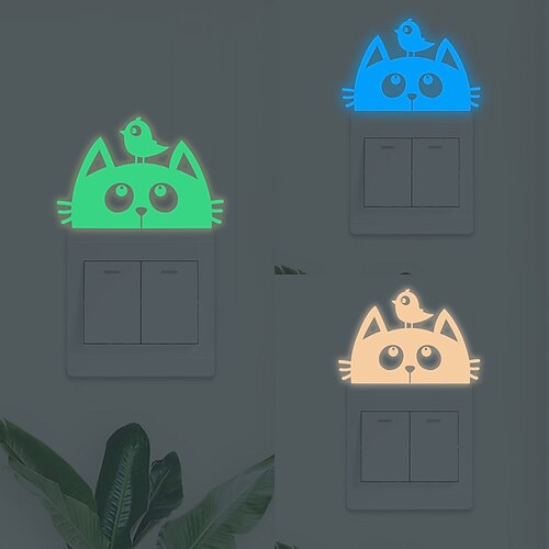 Light Switch Stickers - Cartoon Kitty Birdie Blue Green Pink Luminous Wall Stickers Switch Wall Decal Glow In The Dark Cat Room Decor Kitchen Sticker Baby Room Wall Decorations
Light Switch Stickers - Cartoon Kitty Birdie Blue Green Pink Luminous Wall Stickers Switch Wall Decal Glow In The Dark Cat Room Decor Kitchen Sticker Baby Room Wall Decorations