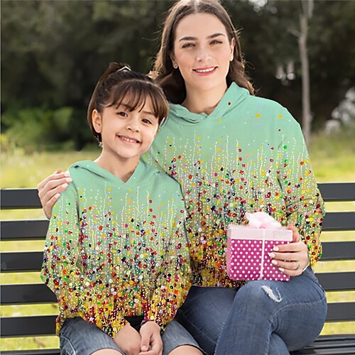 Mommy and Me Hoodie Floral Sports Outdoor Print Green Long Sleeve Active Matching Outfits
Mommy and Me Hoodie Floral Sports Outdoor Print Green Long Sleeve Active Matching Outfits