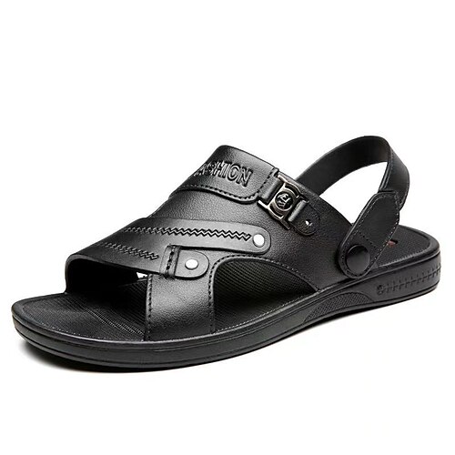 Men's Sandals Beach Slippers Dad Shoes Casual Daily Walking Shoes PU Black Brown Spring Summer
Men's Sandals Beach Slippers Dad Shoes Casual Daily Walking Shoes PU Black Brown Spring Summer