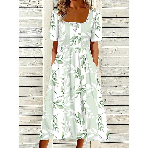 Women's A Line Dress Midi Dress Green Short Sleeve Print Ruched Print Spring Summer Square Neck Elegant Vacation 2022 3XL
Women's A Line Dress Midi Dress Green Short Sleeve Print Ruched Print Spring Summer Square Neck Elegant Vacation 2022 3XL